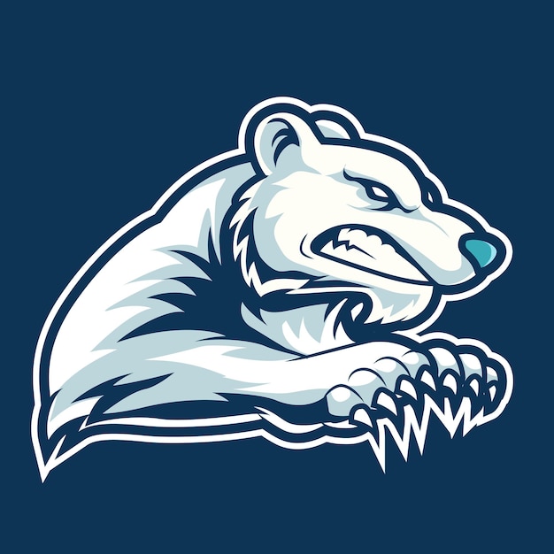 Polar bear angry mascot logo vector illustration concept