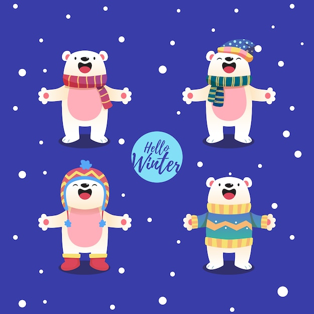 Polar bear cartoon character with a winter theme