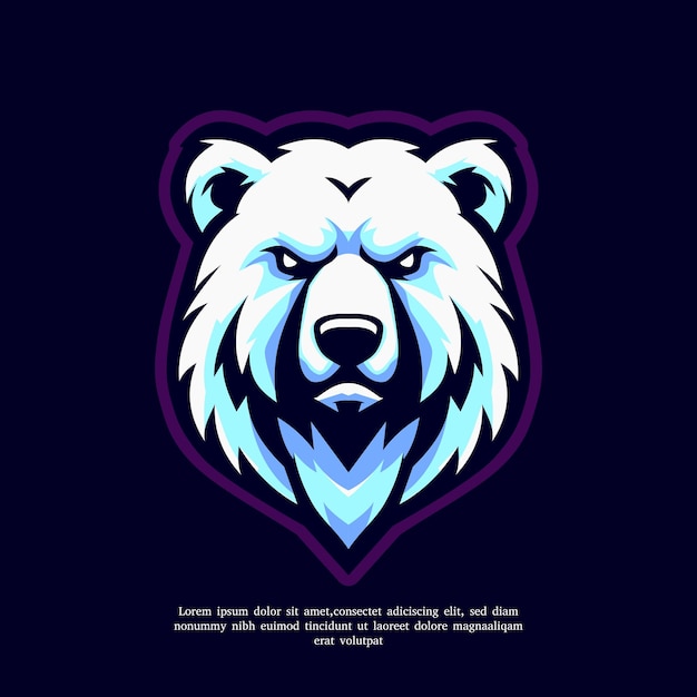 polar bear head esport logo vector illustration