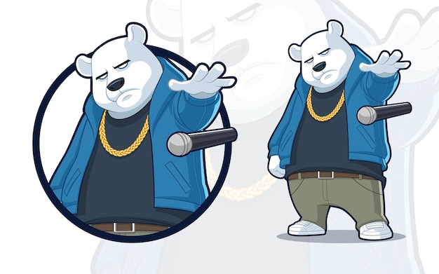 Polar Bear In Hip Hop Outfit Dropping Mic