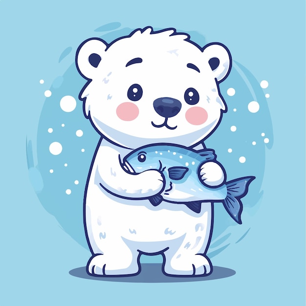 Vector a polar bear holding a fish that has the word salmon on it