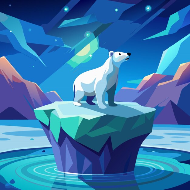 Vector a polar bear on an iceberg with the words polar bear on it