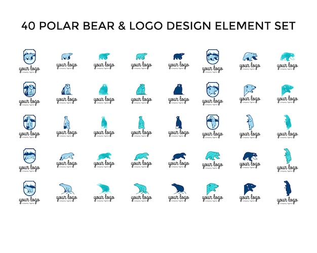 Polar Bear Icon Logo Design Set