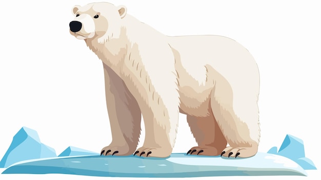 Vector a polar bear is standing on a blue ice floe