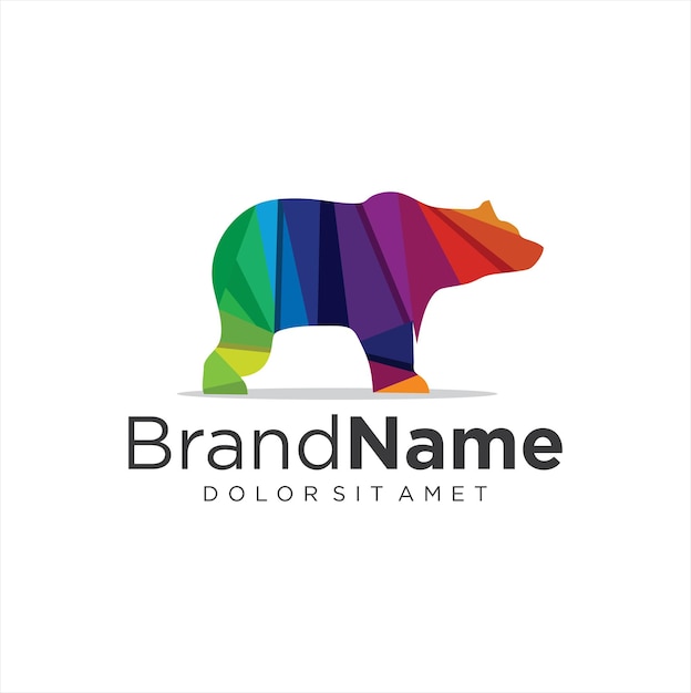 Vector polar bear logo gradient colorful logo geometric vector template illustration