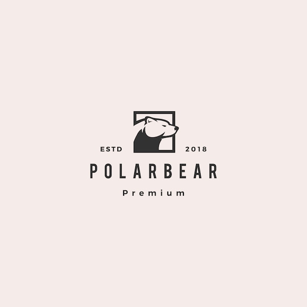 Polar bear logo hipster retro vintage