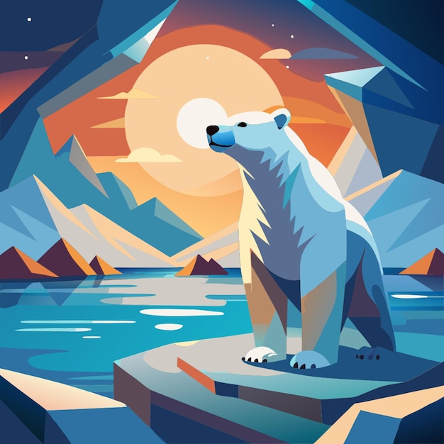 polar bear perched on ice or rocks vector polar bears can stand on their hind legs often to get a