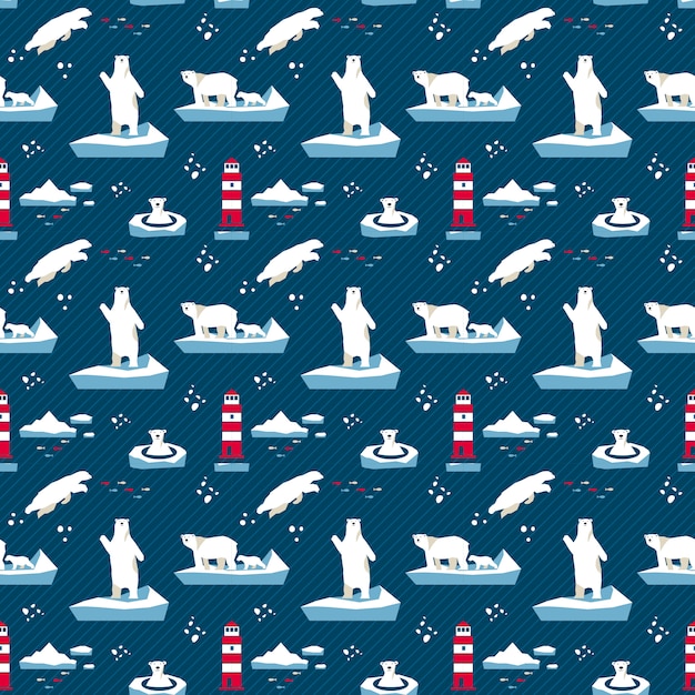 Polar bear seamless pattern 