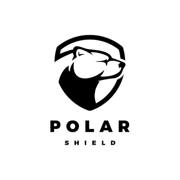 Polar bear shield logo template vector icon illustration