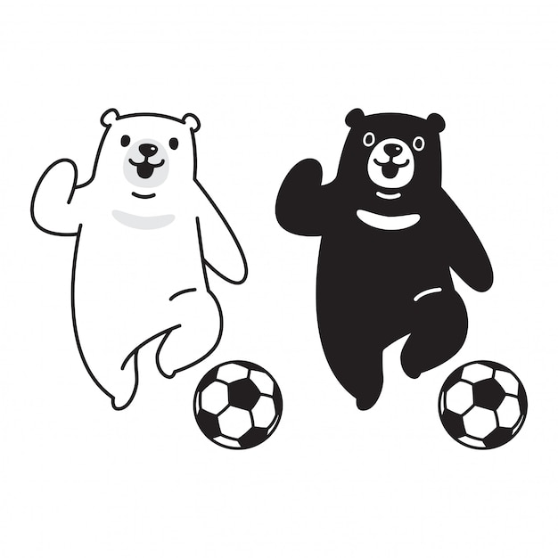 Polar bear soccer football cartoon