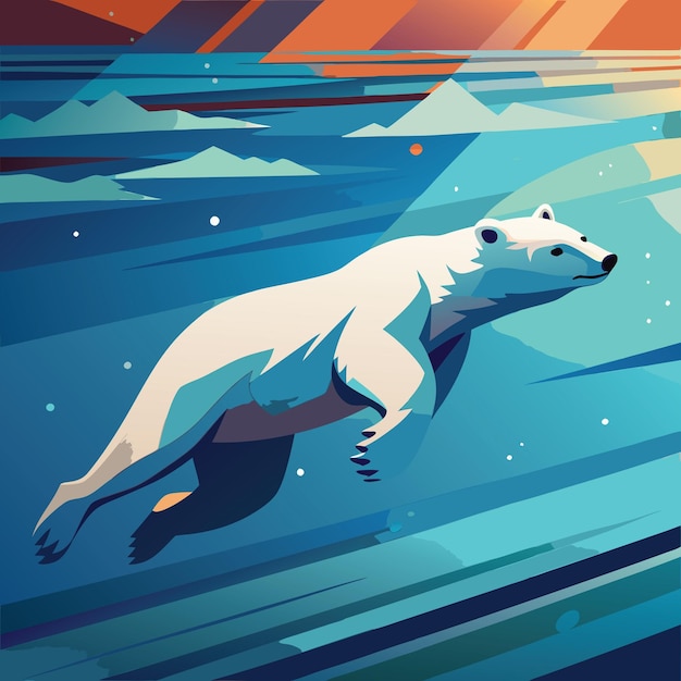 Polar bear Swimmin Flat vector