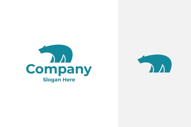 Polar bear vector logo design in silhouette style