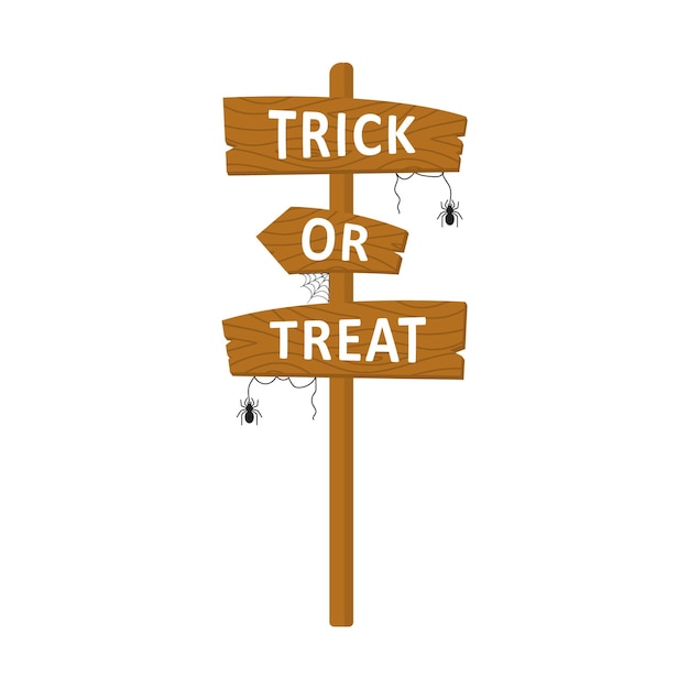 Pole with pointers trick or treat Halloween sign