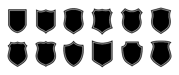 Police badge shape. Vector military shield silhouettes. Security logo