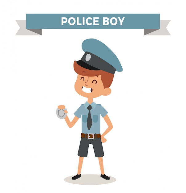 Police boy with sign isolated