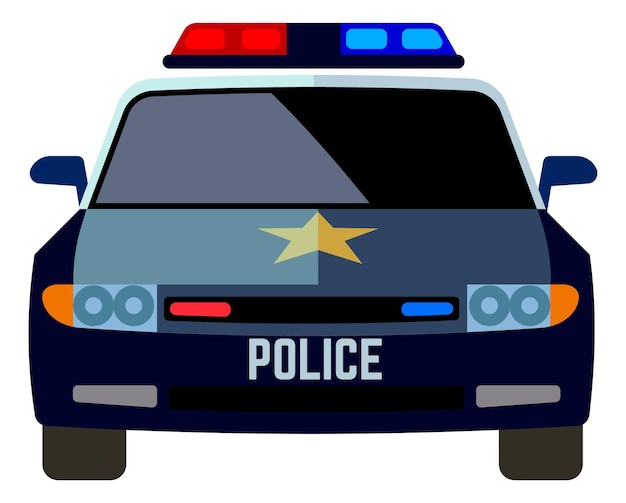 Vector police car front view. patrol auto icon