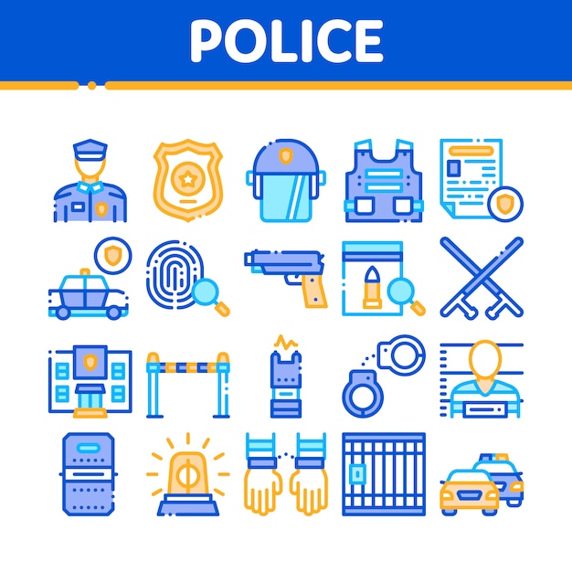 Police Department Collection Icons Set