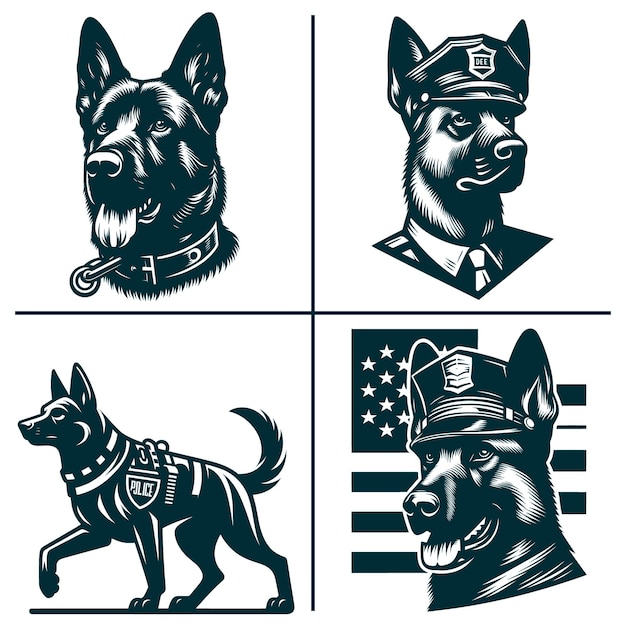 Vector police dog k9 silhouette vector filesgerman shepherd dogfirst responderk9 unit