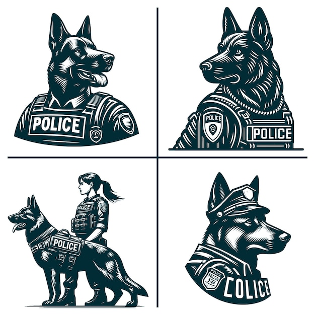 Vector police dog k9 silhouette vector filesgerman shepherd dogfirst responderk9 unit