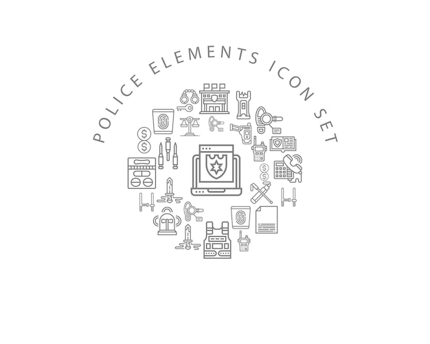 Police elements icon set design