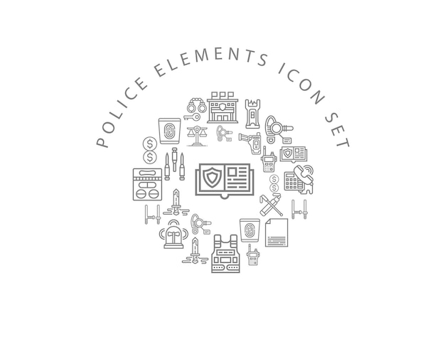 Police elements icon set design