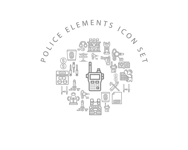 Police elements icon set design