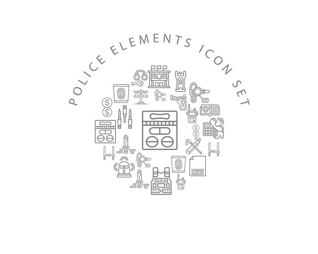 Police elements icon set design