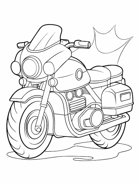 Vector police motorcycle colouring book pages for children and adults with vector design