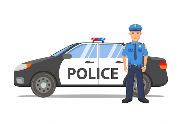 Police officer and car