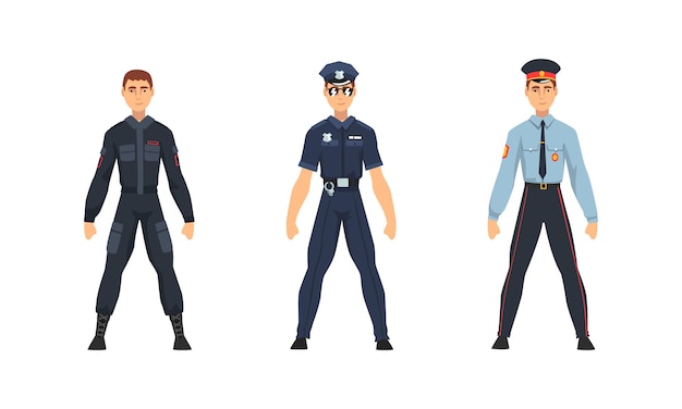 Vector police officer from around the world wearing uniform vector set