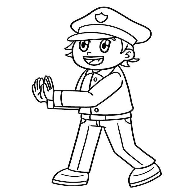 Police Officer Isolated Coloring Page for Kids