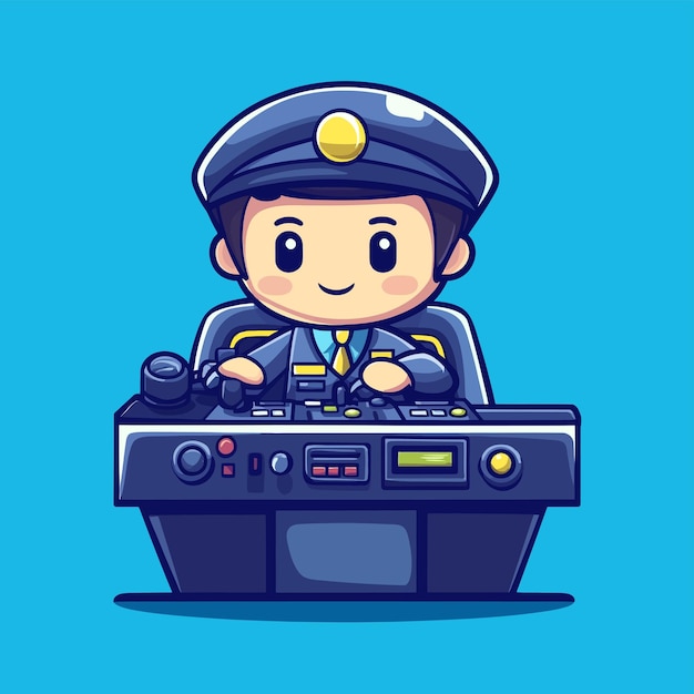 a police officer with a police officer on his back and a blue background