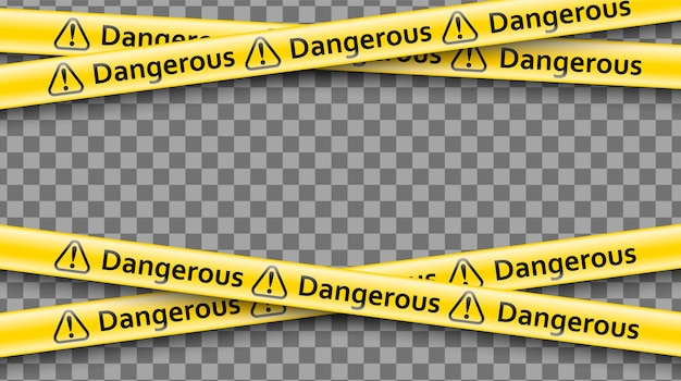 Police tape danger line Warning tapes Set of yellow warning ribbons Vector illustration