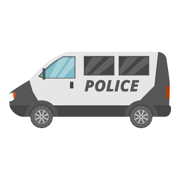 Vector police van parked showing side view