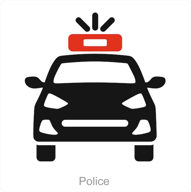 Police and vehicle icon concept