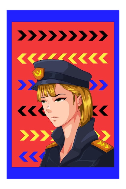 Police woman character illustration