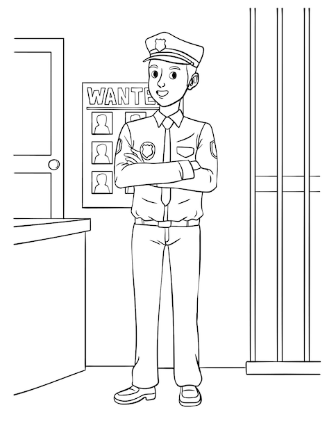 Policeman Coloring Page for Kids