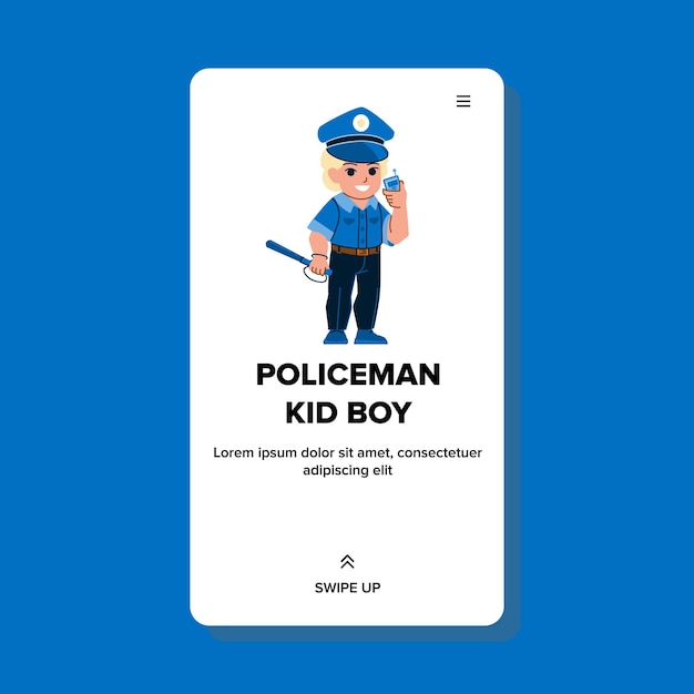 Policeman kid boy vector