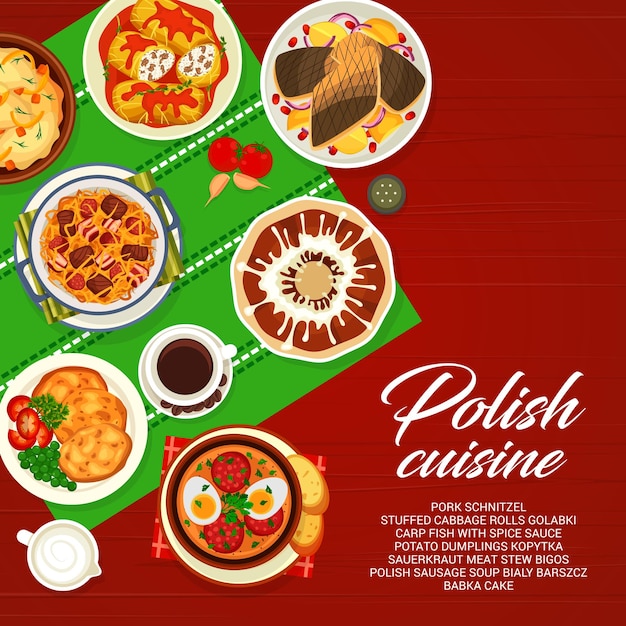 Polish cuisine menu food vector cover page