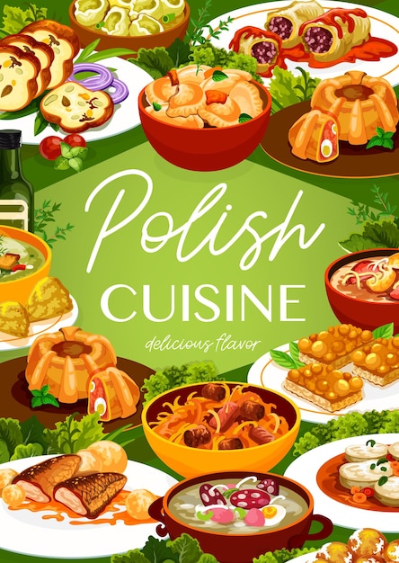 Polish food restaurant meals vector poster