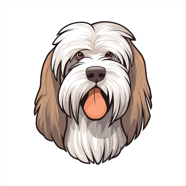 Polish Lowland Sheepdog Dog Breed Cartoon Kawaii Character Animal Pet Isolated Sticker Illustration