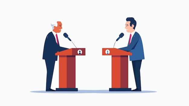 Political Debates Concept Two Men Speakers Discussing Issues on Stage