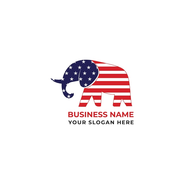 Vector political logo design. political logo with elephant vector. american flag elephant logo