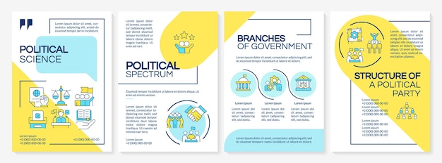 Political science blue and yellow brochure template