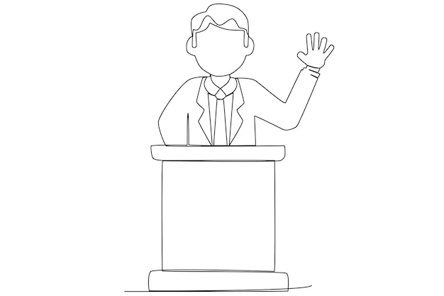 A politician asking people to vote him for president election one line art