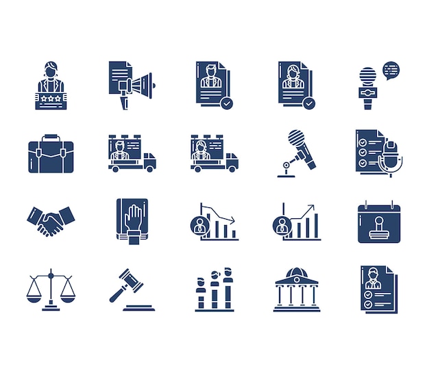 Politics and speaking icon set