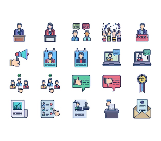 Politics and speaking icon set