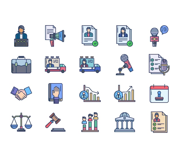 Politics and speaking icon set