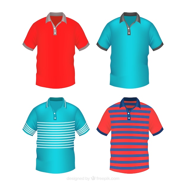 Polo shirt collection with different pattern