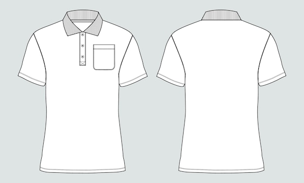 Polo Shirt Technical Fashion flat sketch Vector illustration template